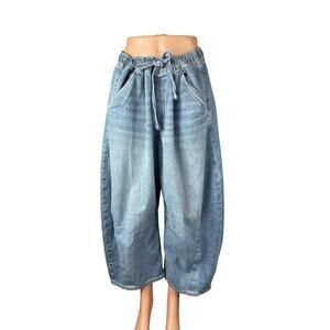 GAP Blue High Rise Cocoon Barrel Balloon Baggy Wide Leg Denim Jeans Pants Size L